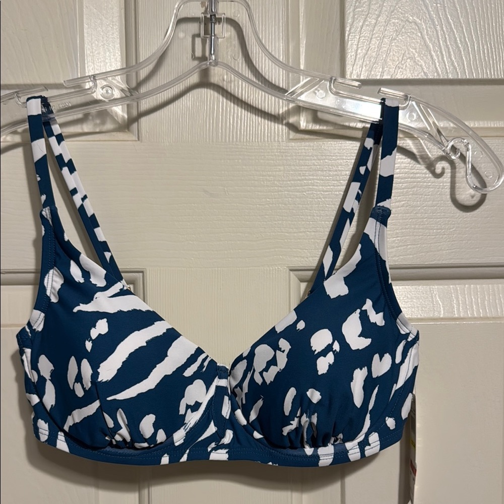 Anne Cole Underwire Bikini Top - Teal White 32C 34B